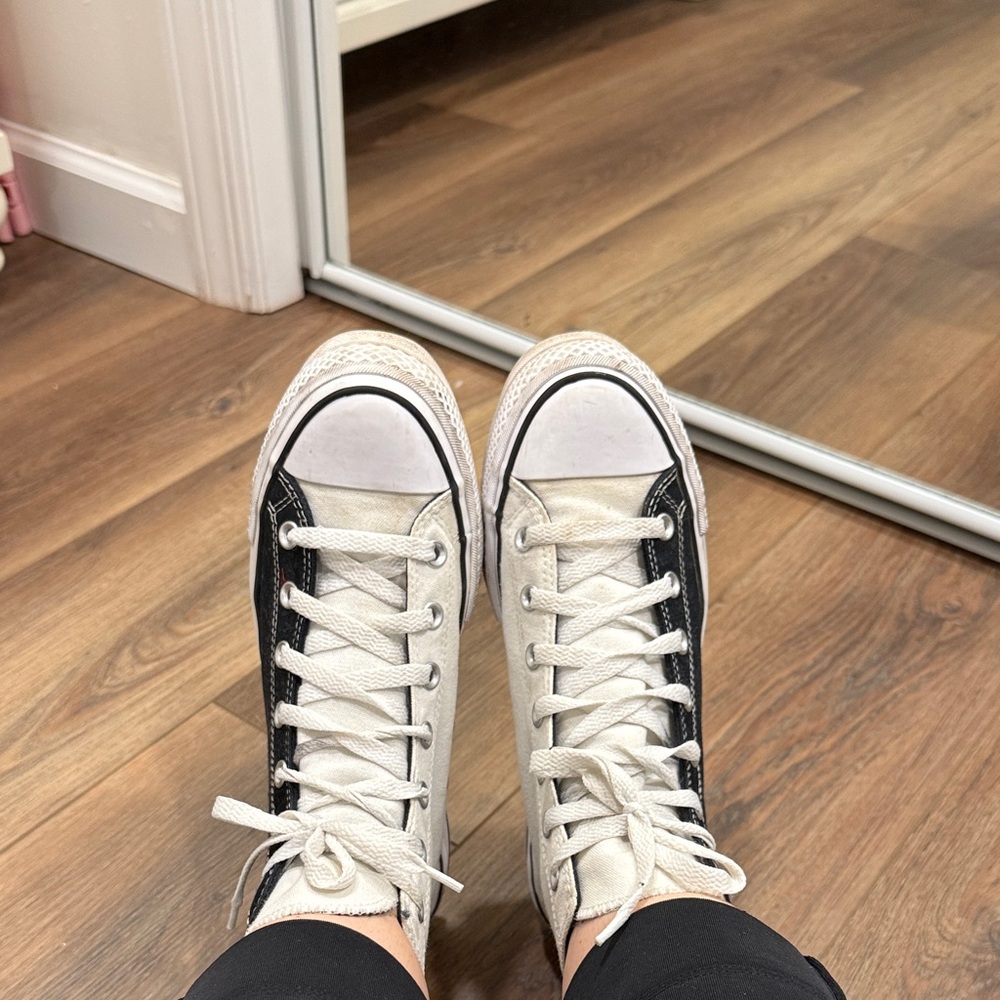 Custom Converse Women's Black and White Sneakers